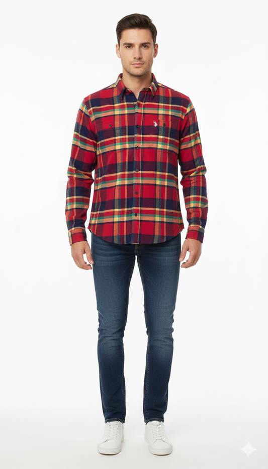 USPA MENS MULTICOLOR CHECKERED SHIRT