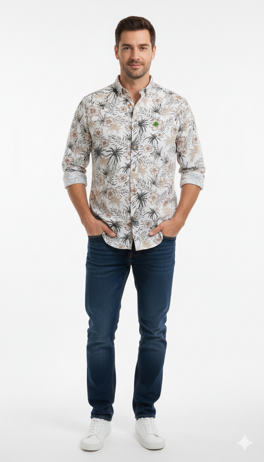 SPF MENS PRINTED LINEN SHIRT