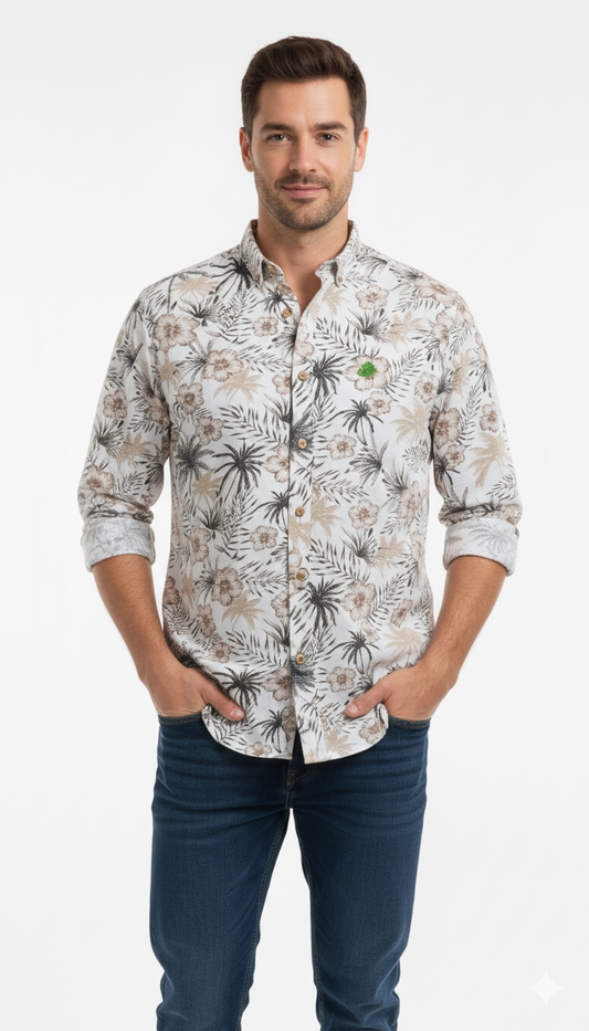SPF MENS PRINTED LINEN SHIRT