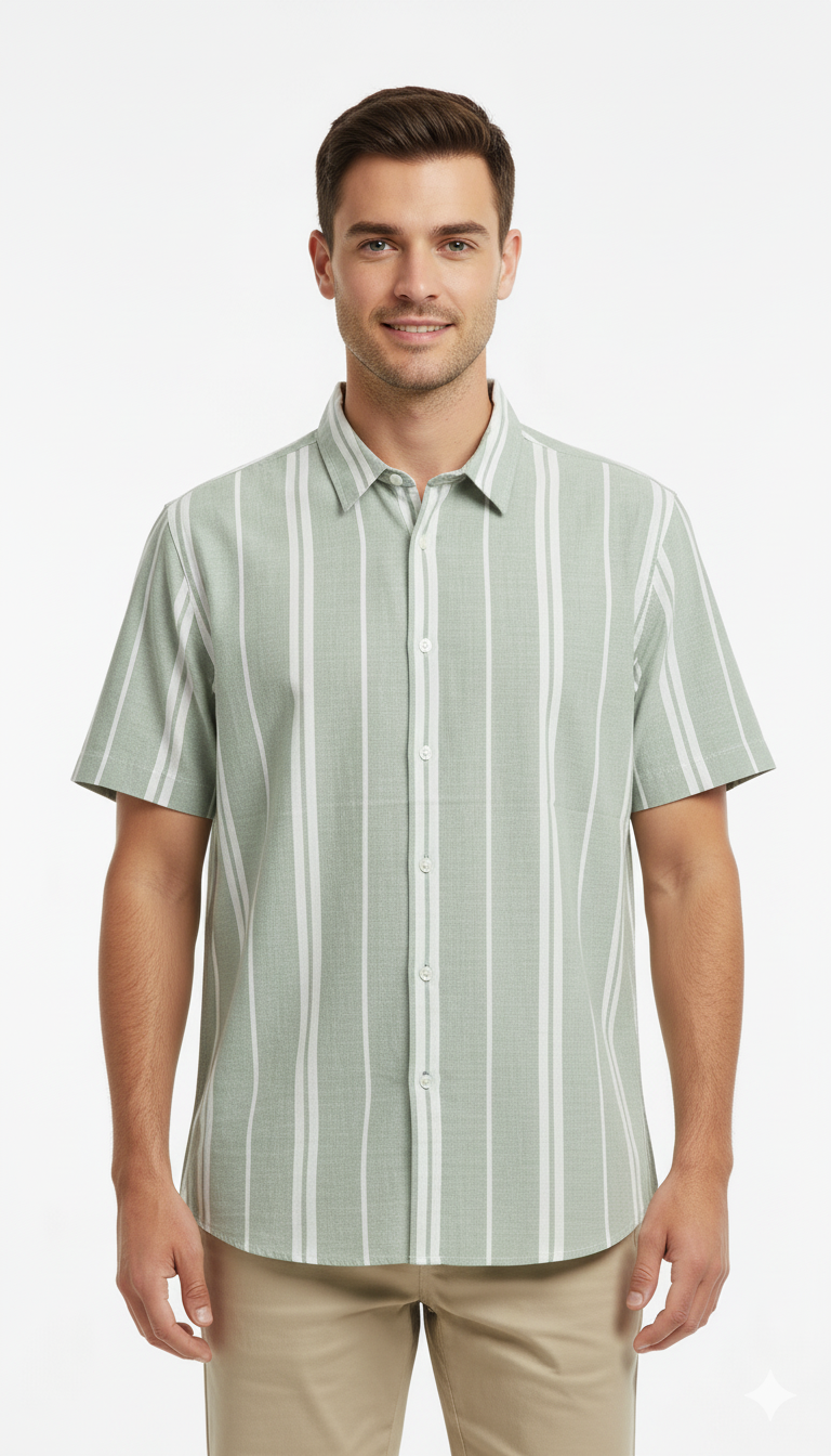 MNG MENS HALF SLEEVS REGUALR FIT DUAL STRIPES SHIRT