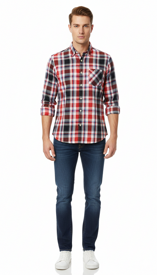 CELIO MENS SLIM FIT MULTICOLOR SMALL CHECKERED SHIRT