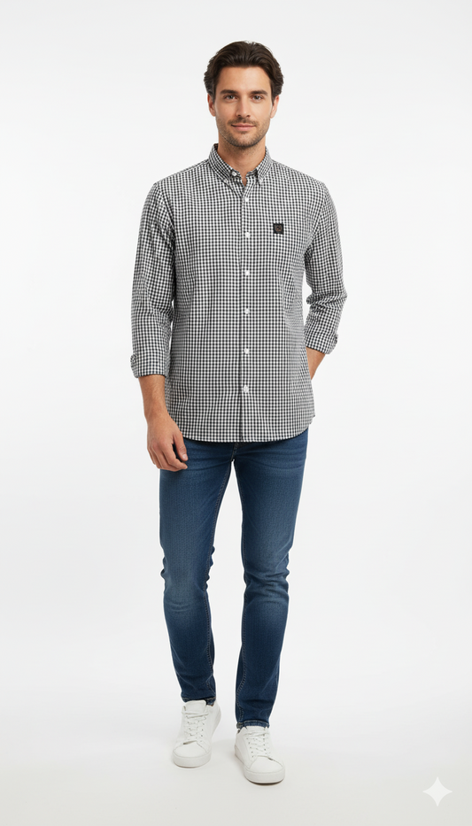NXT MENS MICRO CHECK POCKET SHIRT