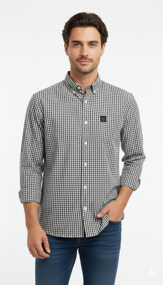 NXT MENS MICRO CHECK POCKET SHIRT