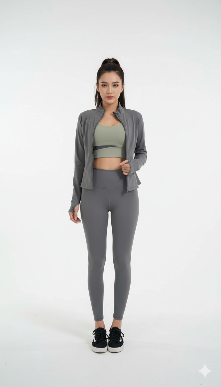 Women's Fitness Yoga Bra , Jacket And Pants/Leggings 3 Piece Set