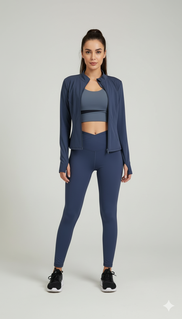 Women's Fitness Yoga Bra , Jacket And Pants/Leggings 3 Piece Set