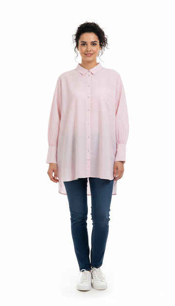 NEXT Women Long Sleeve Pink Striped Shirt