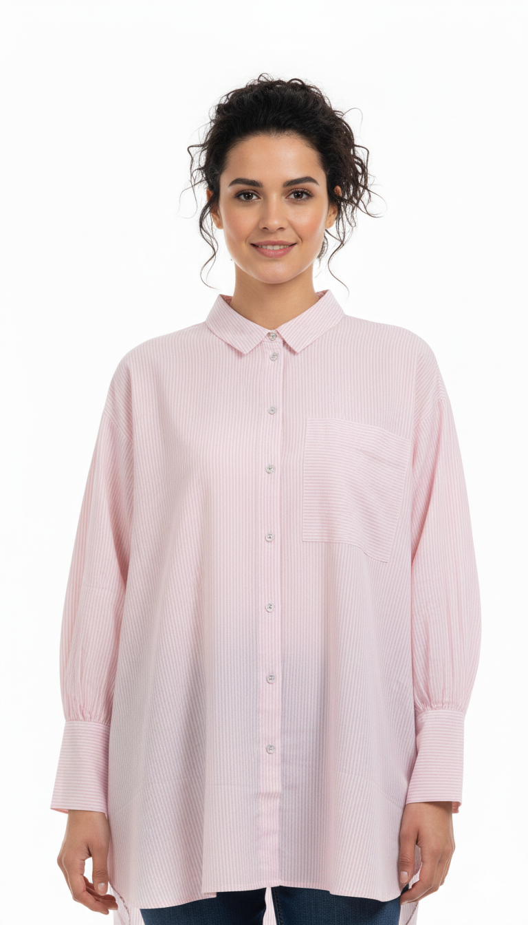 NEXT Women Long Sleeve Pink Striped Shirt