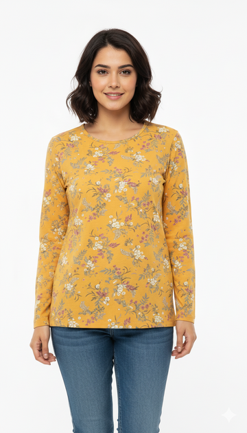 WOMEN'S FULL SLEEVE FLORAL T-SHIRT