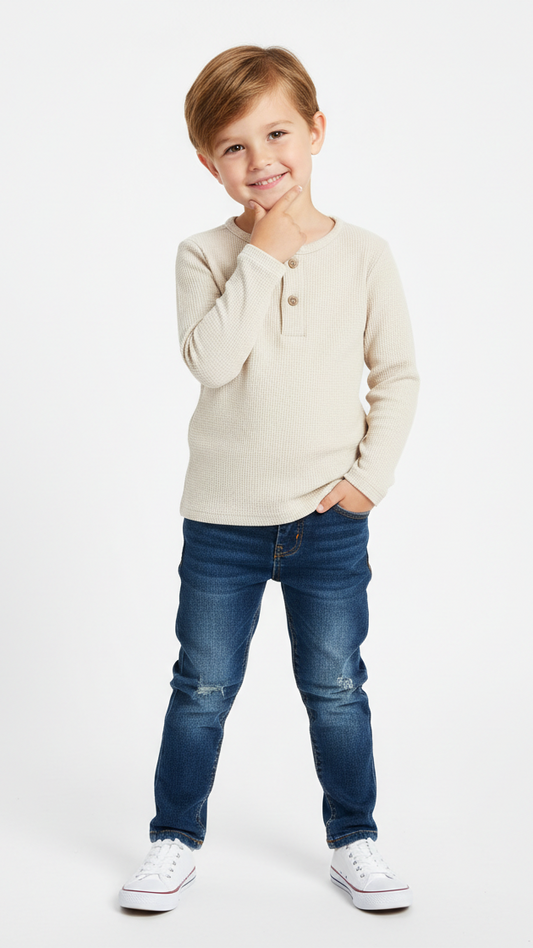 Boys Classic Henley Neck Full Sleeve T Shirt