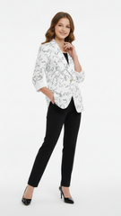 Womens White Printed Fancy Blazer