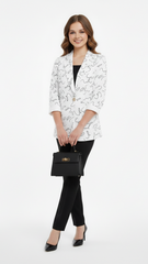 Womens White Printed Fancy Blazer