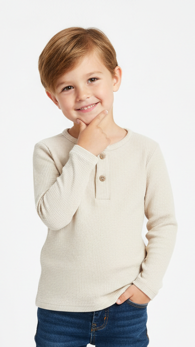 Boys Classic Henley Neck Full Sleeve T Shirt