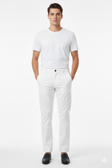 BORGHESE MENS WHITE COTTON CHINO