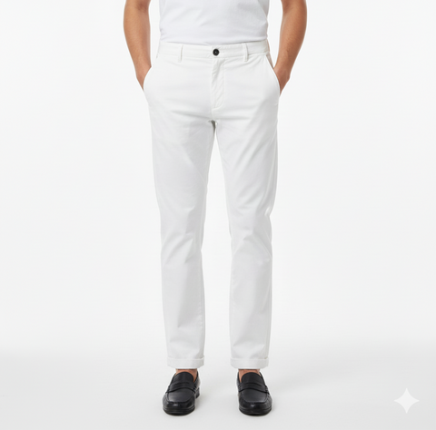 BORGHESE MENS WHITE COTTON CHINO