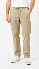 GUESS Mens Relaxed Fit Khaki Cotton Trouser