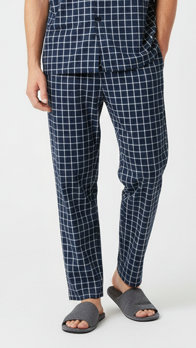 UNIT Mens Navy & White Checkered Trouser