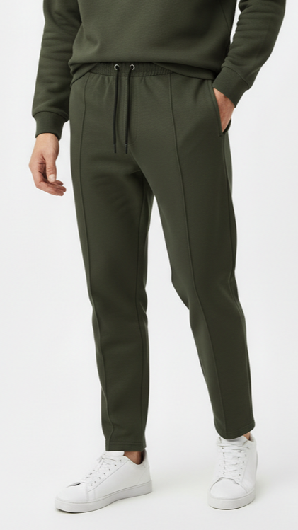 پی بی مینز پائپڈ پنٹک اولیو گرین ٹراؤزر