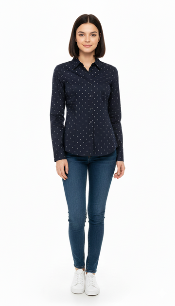 NEXT Women Navy Blue Printed Shirt