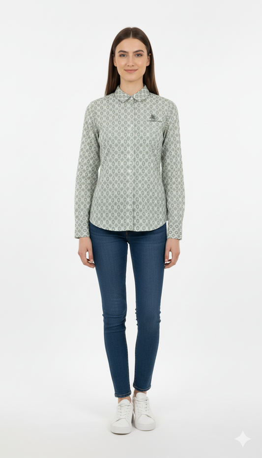 BEVERLY HILLS POLO CLUB WOMENS PRINTED SHIRT