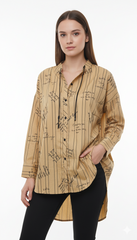 ANOTAH WOMENS V NECK PRINTED STRIPED TOP