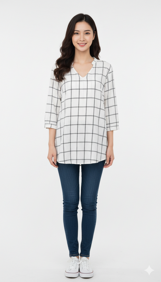 DYNAMITE WOMENS LONG V NECK TOP