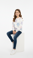 LCW GIRLS WHITE FLORAL PRINTED SWEATSHIRT