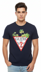 GUESS PALM TREE TRIANGLE LOGO T SHIRT