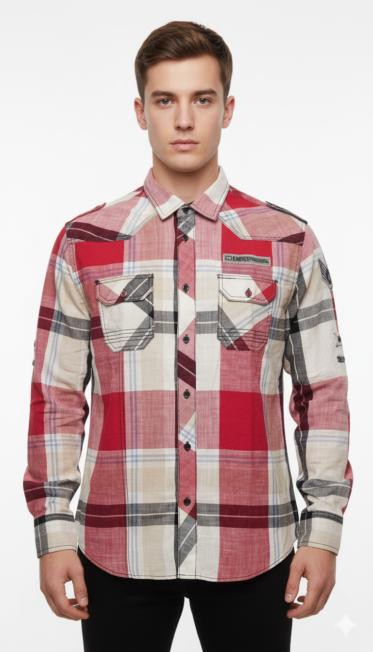 لگژری انڈیگو مردوں نے چیک کیا شرٹ