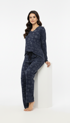 اویشو خواتین کی پھولوں والی وی گردن والی ٹی شرٹ اور چوڑی ٹانگ کی پتلون کا سیٹ