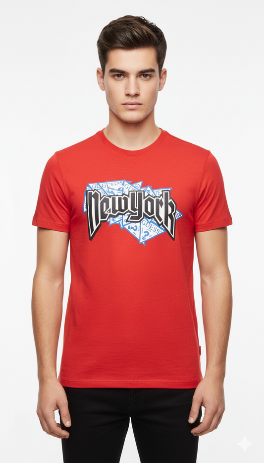 GUESS MENS  LOGO PRINTED T-SHIRT