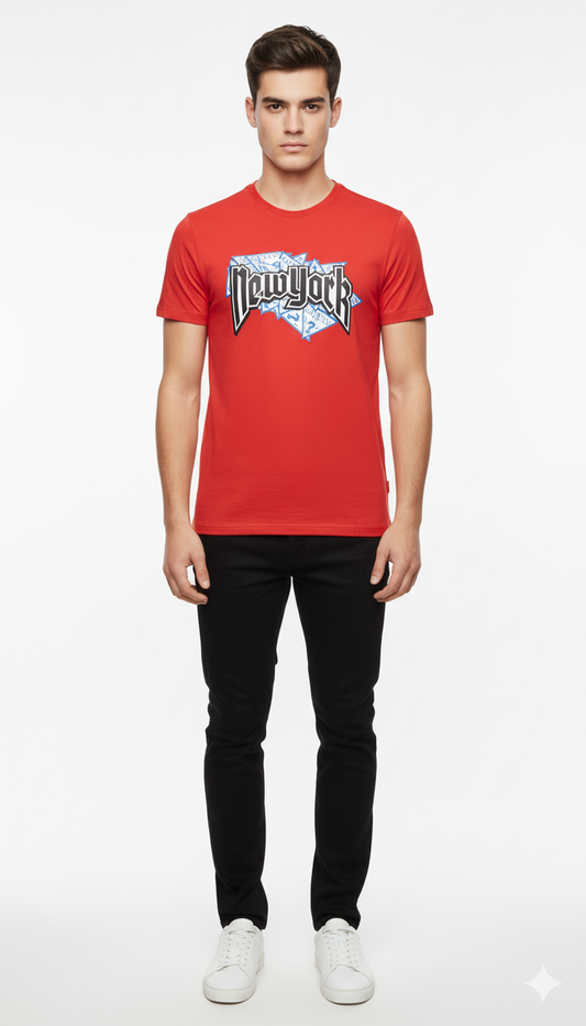 GUESS MENS  LOGO PRINTED T-SHIRT