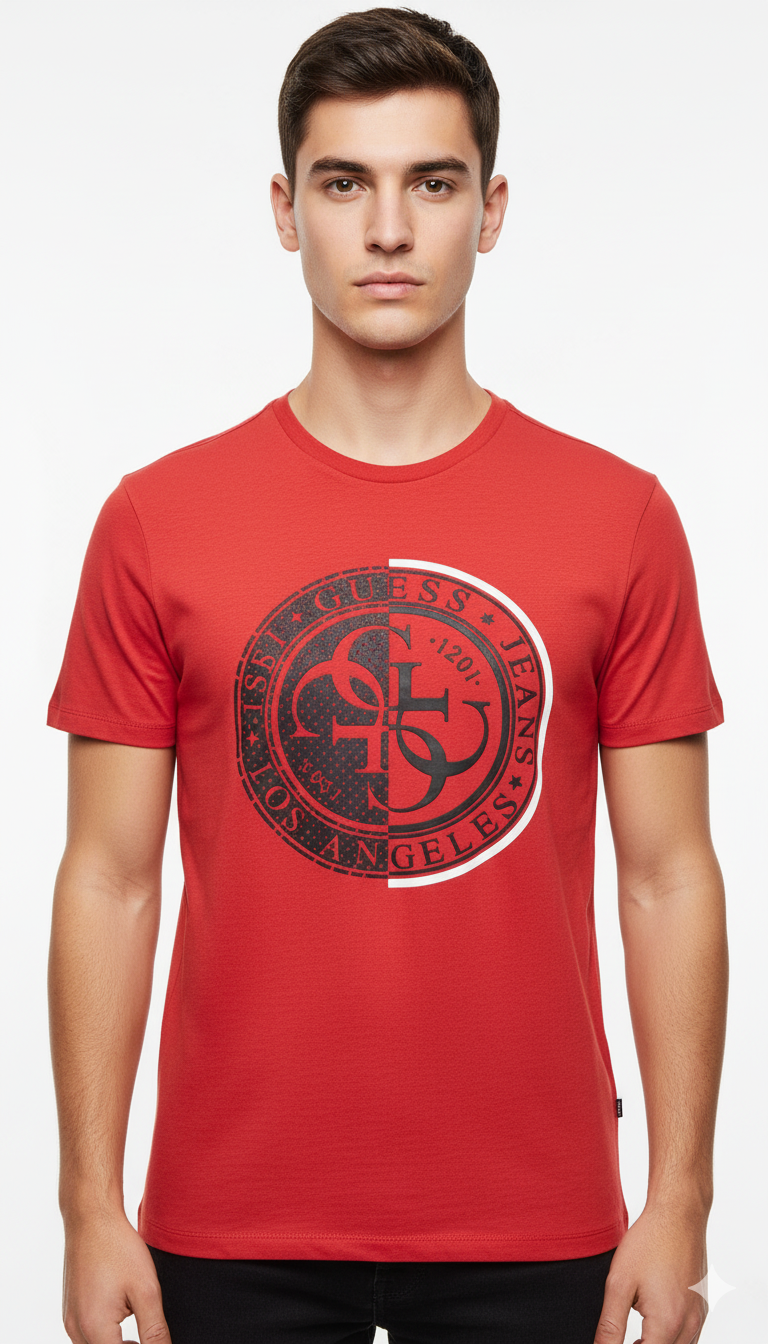 GUESS MENS GOTHIC LOGO PRINTED T-SHIRT