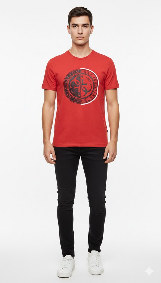 GUESS MENS GOTHIC LOGO PRINTED T-SHIRT