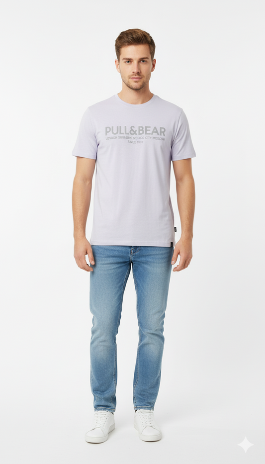 PULL&BEAR MENS REGULAR  FIT BASIC T SHIRT
