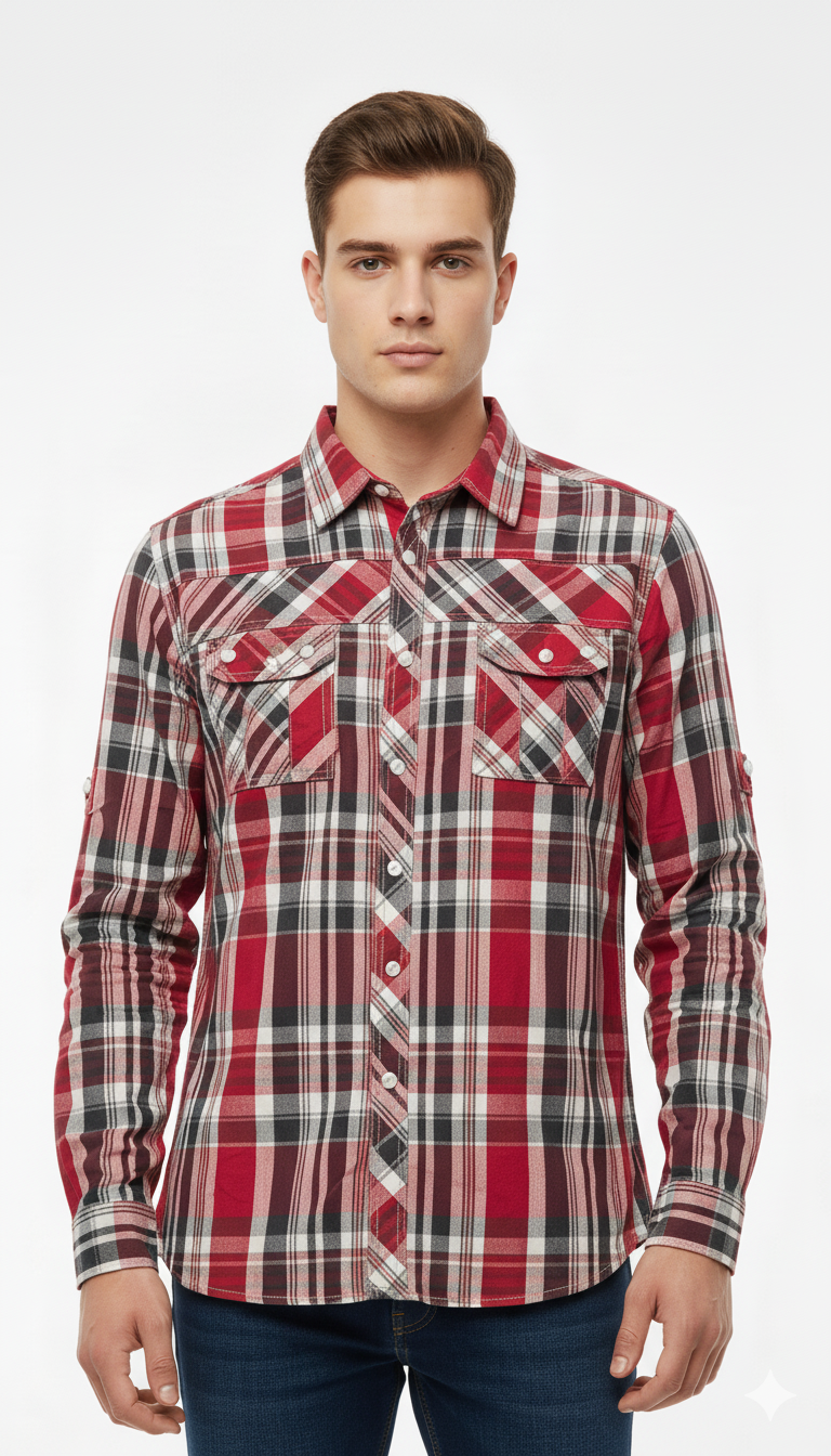 REQUEST MEN CHECKED SHIRT