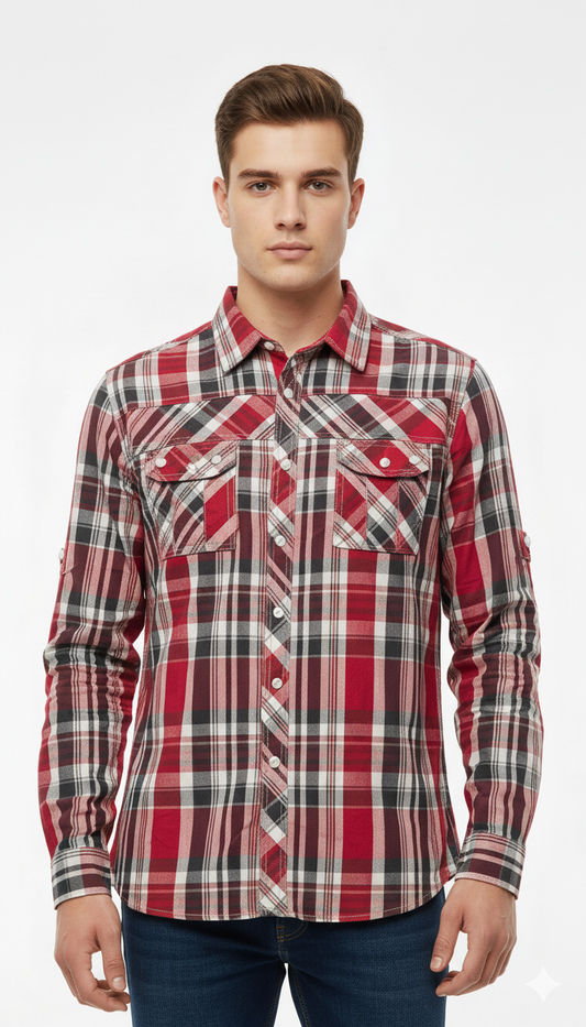 REQUEST MEN CHECKED SHIRT