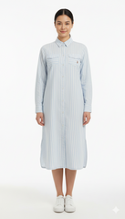 USPA WOMENS STRIPPED LONG SHIRT WITH DOUBLE POCKET