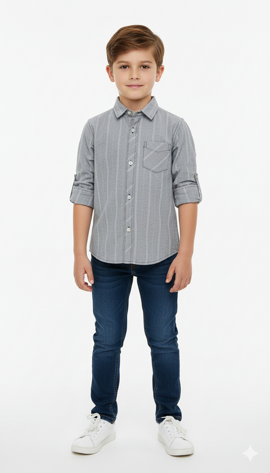 میرے CHICCO بچوں کی جیب کے ساتھ دھاری دار قمیض