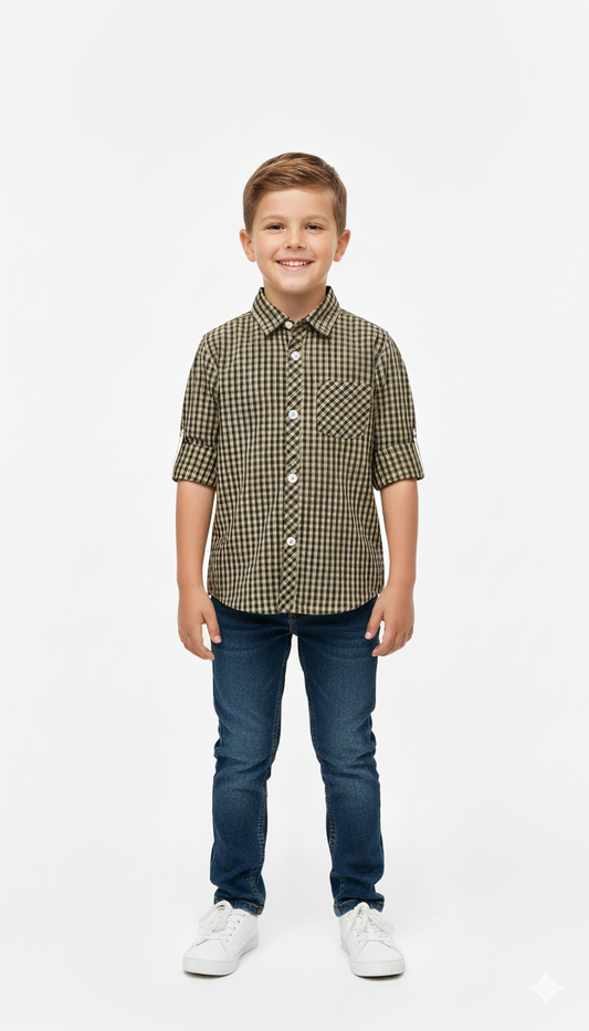MY CHICCO KIDS MICRO CHECK SHIRT WITH POCKET