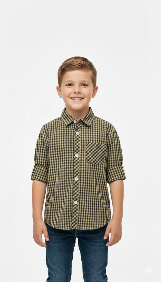 MY CHICCO KIDS MICRO CHECK SHIRT WITH POCKET