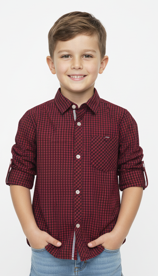 MY CHICCO KIDS MICRO CHECK SHIRT WITH POCKET