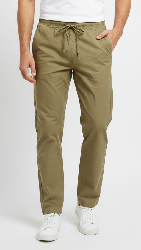 GUESS Mens Relaxed Fit Cotton Trouser