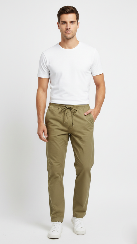GUESS Mens Relaxed Fit Cotton Trouser