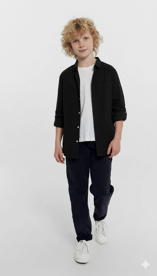 میری CHICCO بوائز کالی بناوٹ والی شرٹ