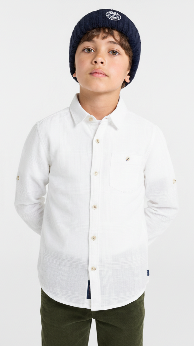 میری CHICCO لڑکوں کی بناوٹ والی سفید قمیض