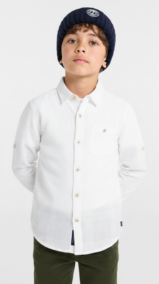 میری CHICCO لڑکوں کی بناوٹ والی سفید قمیض