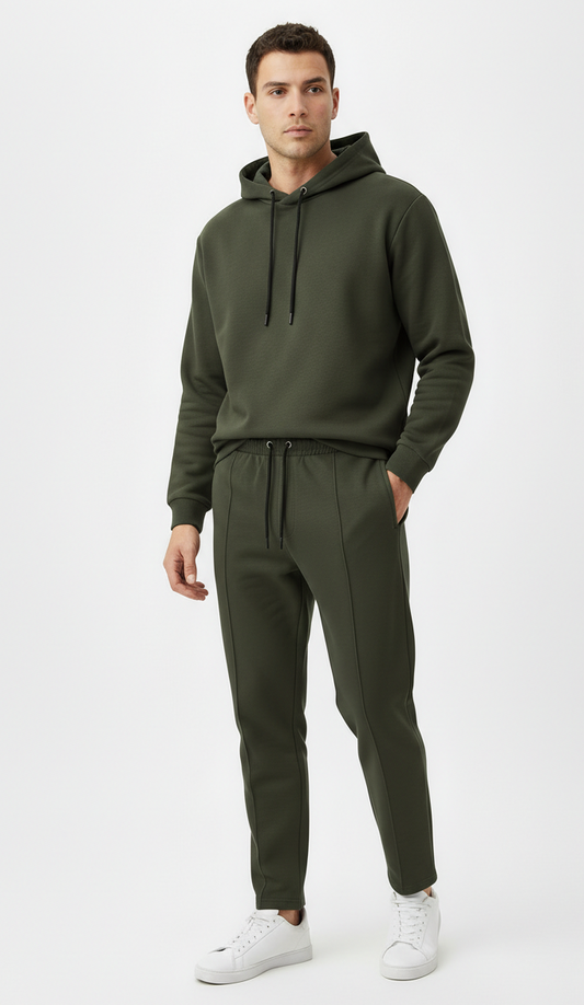 پی بی مینز پائپڈ پنٹک اولیو گرین ٹراؤزر