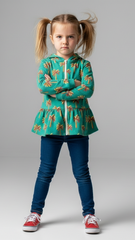 ZR Girls Printed Zipper Hoodie With Frills