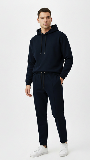 PULL&BEAR Mens Piped Pintuck Dark Navy Trouser