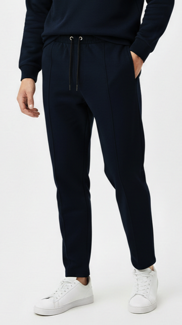 PULL&BEAR Mens Piped Pintuck Dark Navy Trouser